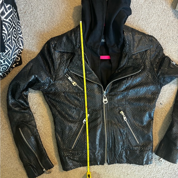 Doma Punched Scaled Textured Leather Jacket, Black - Picture 9 of 15